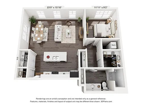 Floor plan The Foundation - 1A - 1x1
