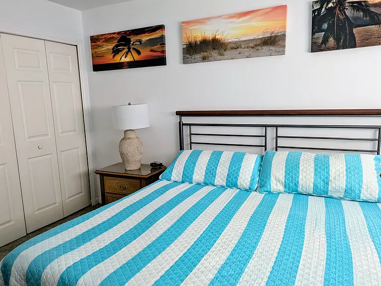 The master bedroom has a spacious closet.