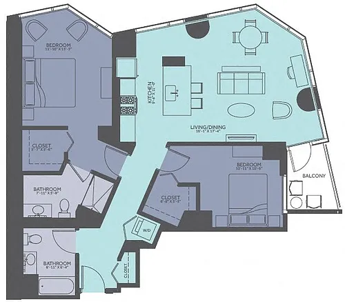 Floor plan 2 Bedroom 11-Tower A