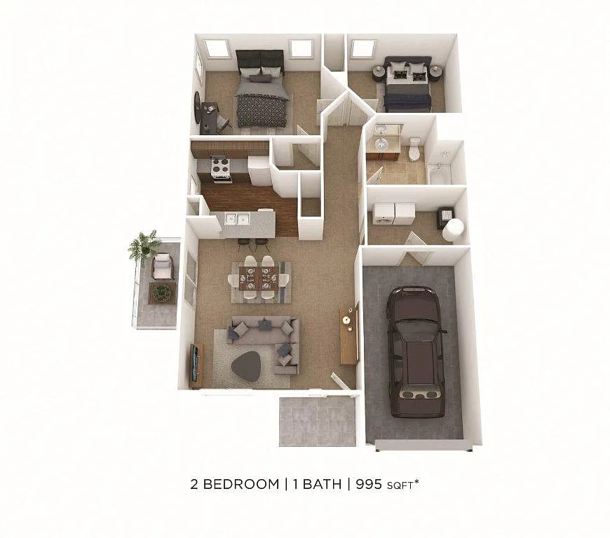 Floor plan Two Bedroom Ranch-style Townhome