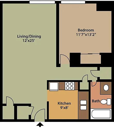 Floor plan One Bedroom Garden