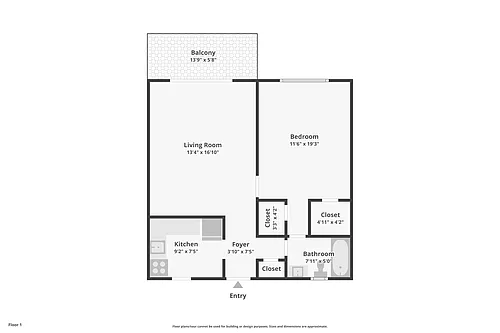 Floor plan 1 Bed 1 Bath