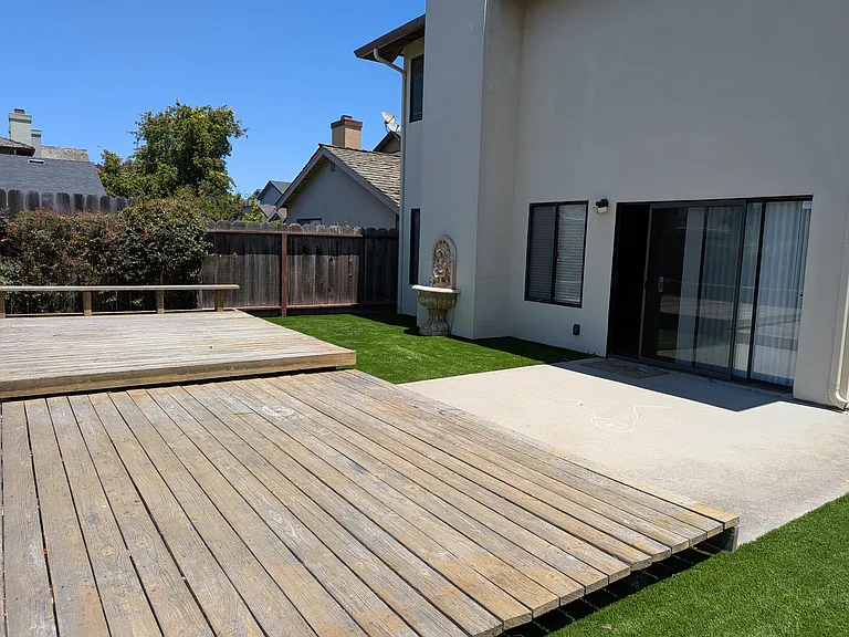 Backyard patio and wood deck