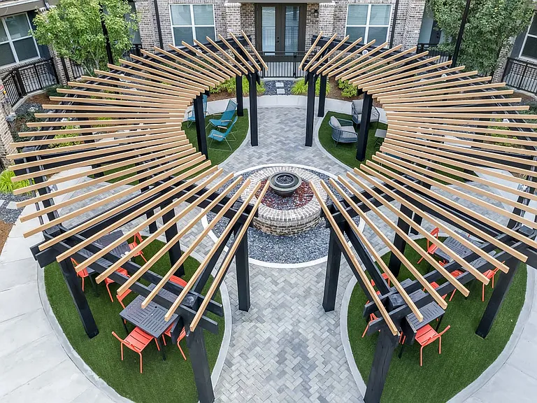Stroll through a calm, green space right in the heart of the community