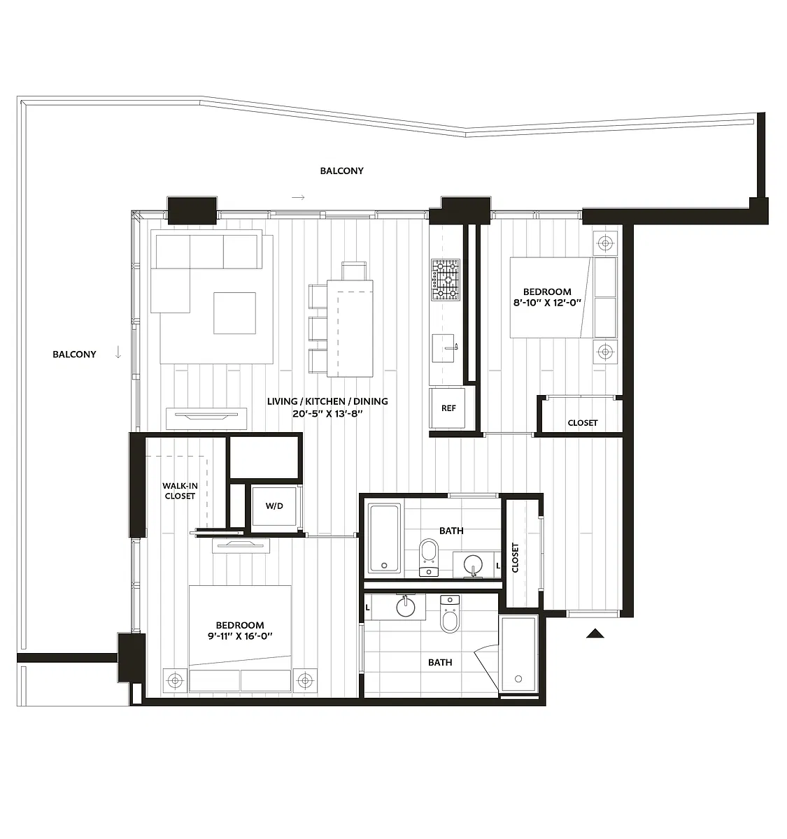 Floor plan 2 Bed/2 Bath-B9