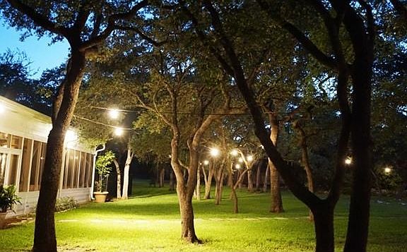 Perfect lawn setting for daytime and evening activities/festivities.