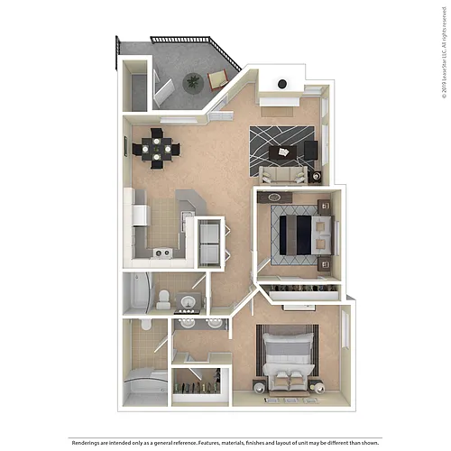 Floor plan 2 Bed 2 Bath A