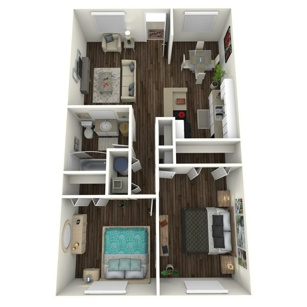 Floor plan 2 Bedroom 1 Bath