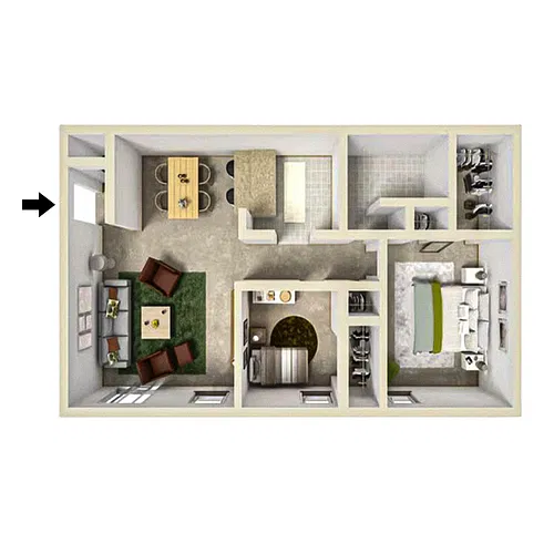 Floor plan Midland - 2 Bed / 1 Bath