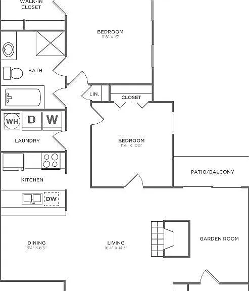 Two Bedroom One Bath (1,200 SF) Two Bedroom One Bath (1,200 SF)