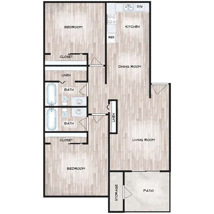 Floor plan Two Bedroom Two Bath B