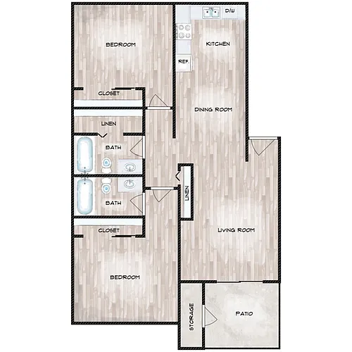 Floor plan Two Bedroom Two Bath B