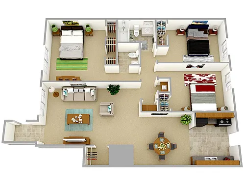 Floor plan 3 Bedroom-1 and a half Bathroom