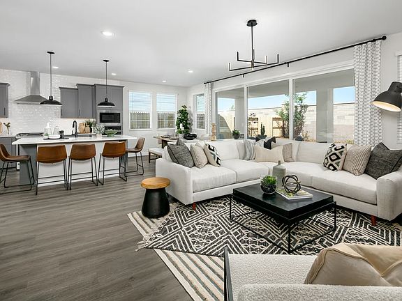 Great room with chandelier