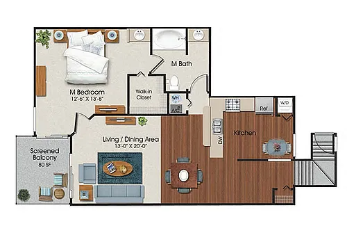 Floor plan One Bed One Bath - A2