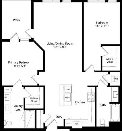 2-F 2 bed 2 bath 1184 2-F 2 bed 2 bath 1184