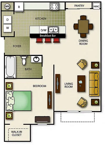 Floor plan One Bedroom One Bath