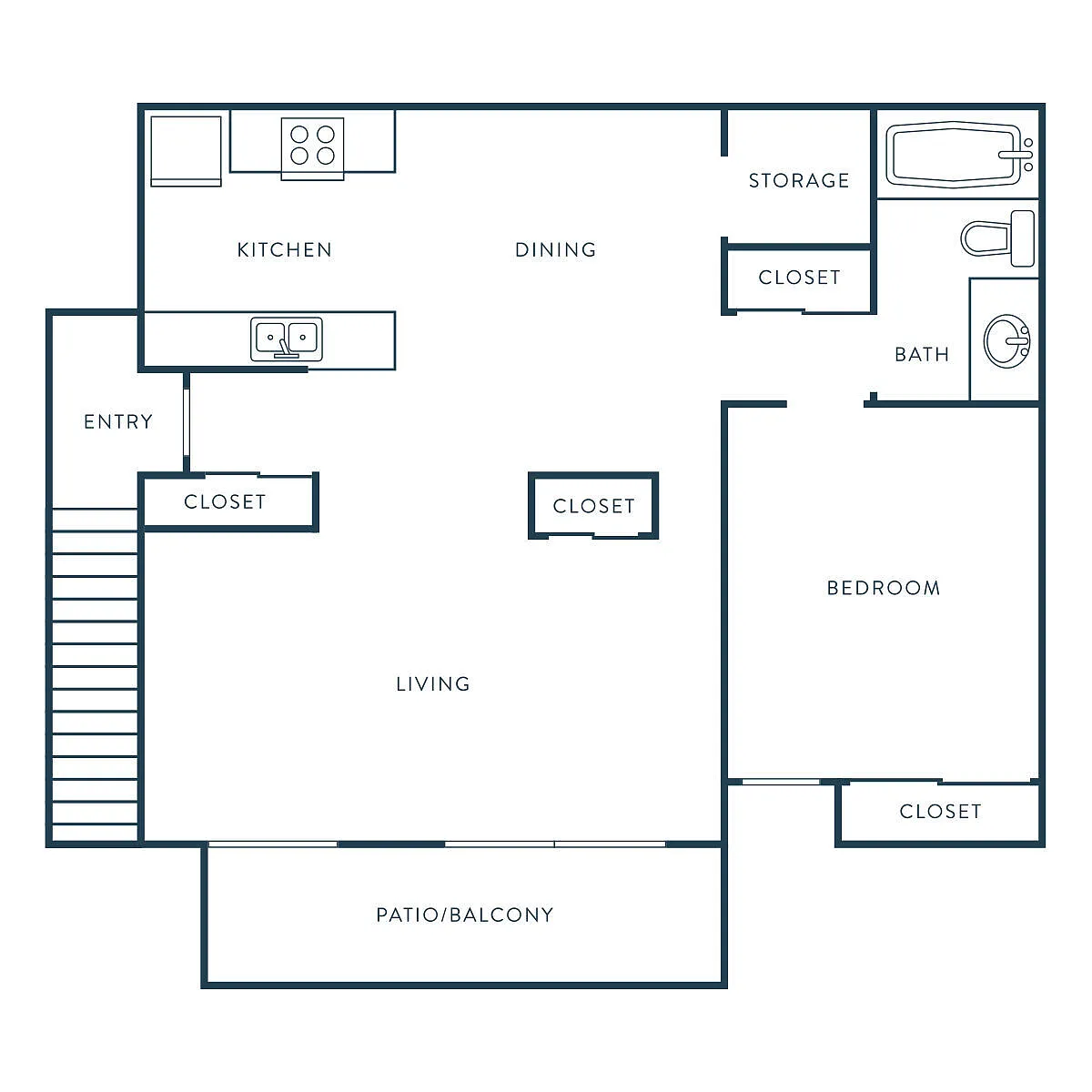 Floor plan 1 Bed, 1 Bath B1