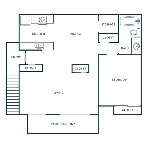 Floor plan 1 Bed, 1 Bath B1