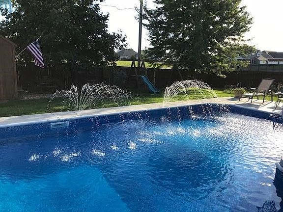 Pool goes from 3 feet to 6 feet in depth and has both fountain features and colors lights.