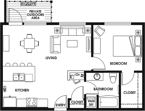 Floor plan 1 Bed/1 Bath-B8