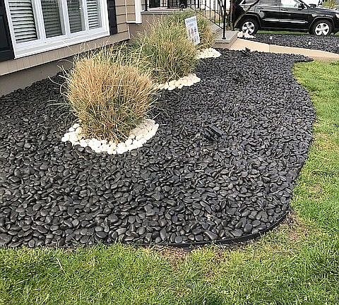 polished rock front of house