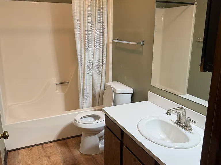 Upstairs full bathroom with LVP flooring