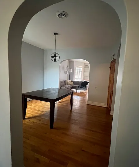 View of dining room from kitchen