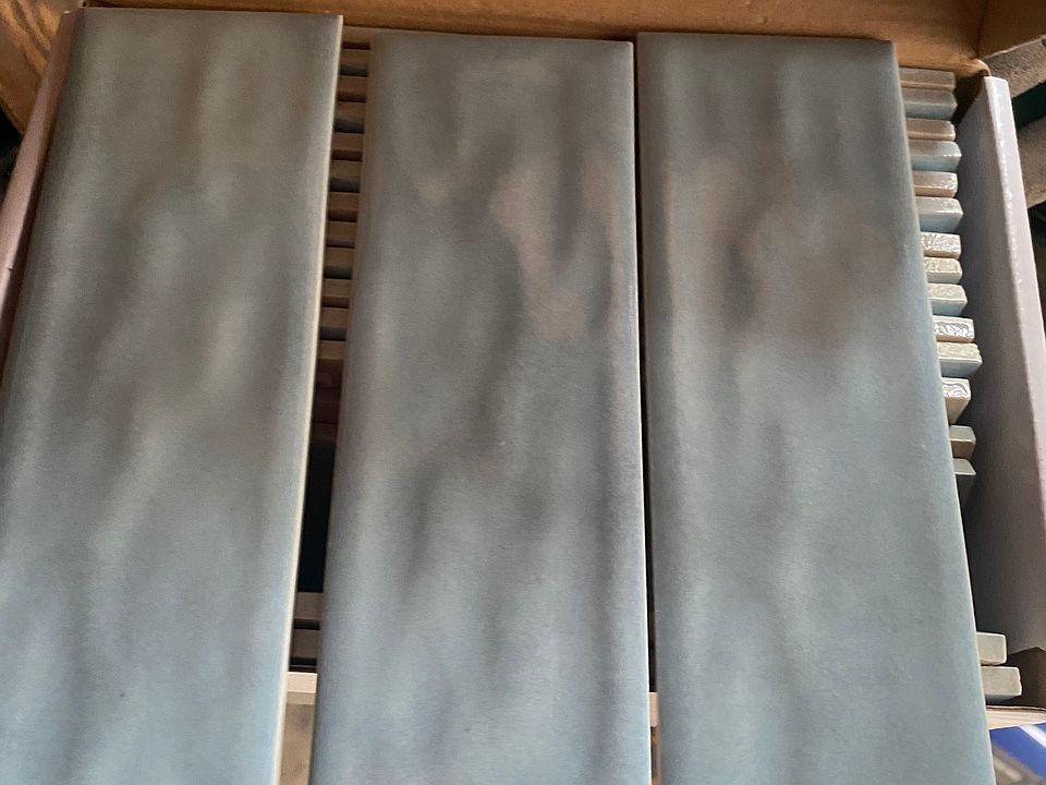 Porcelain backdplash for kitchen; awaiting arrival of quartz countertop install.