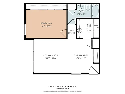 Floor plan 1 Bed 1 Bath