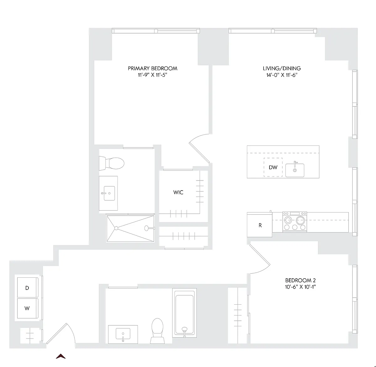 Floor plan 2 Bed 2 Bath E