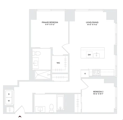 Floor plan 2 Bed 2 Bath E