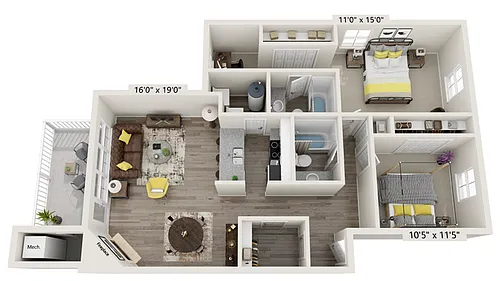 Floor plan South - 2B