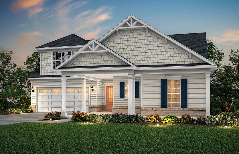 Bridgestone Exterior 5 features siding, shakes, brick accents and covered front porch