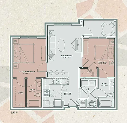 Floor plan B1 - 2 Bedroom