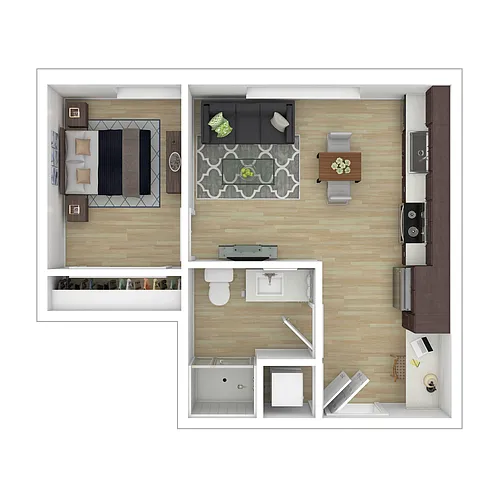 Floor plan 1B-H Workforce Housing Unit*