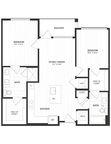 Floor plan 2 Bed/2 Bath-C6