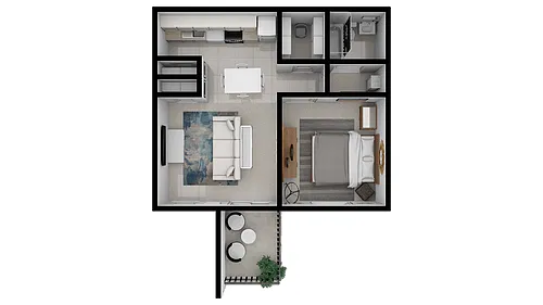 Floor plan Pines Road 1 Bed (A1)