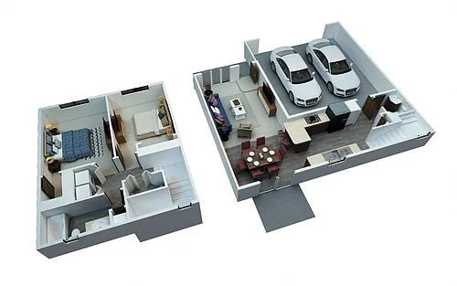 Floor plan Townhome Style 2 Bedroom 1.5 Bathroom with Attache