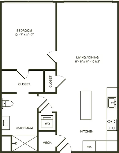 Floor plan One Bedroom B