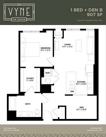Floor plan 1 BED+D - B ADAPTABLE