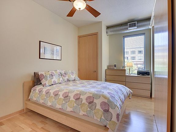 Bedroom with view to city