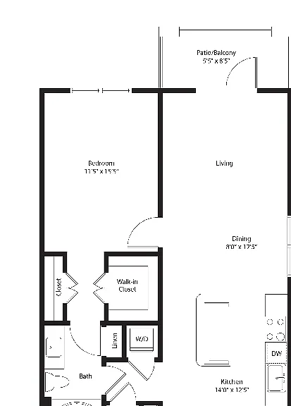 Brandon Crossroads - 1B1B - 848 SF - A1 - Axis - 2D Floorplan Brandon Crossroads - 1B1B - 848 SF - A1 - Axis - 2D Floorplan