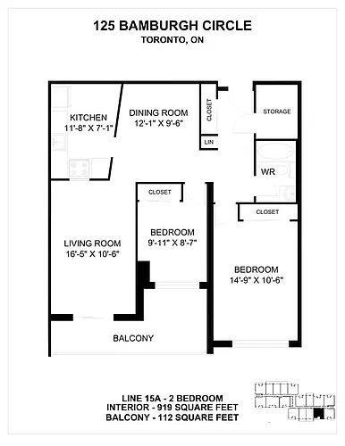 Floor plan 2 Bedroom 2 Bed 1 Bath 7