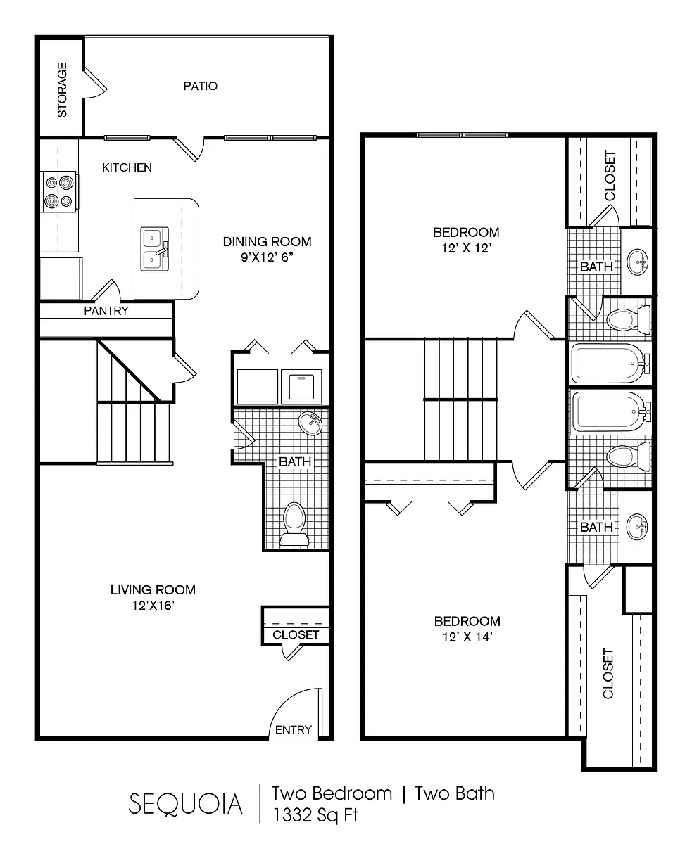 Floor plan 2 bedroom 2.5 bathroom