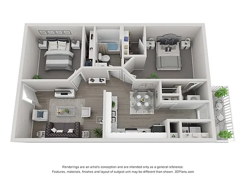 Floor plan 2 bed 2 bath Classic