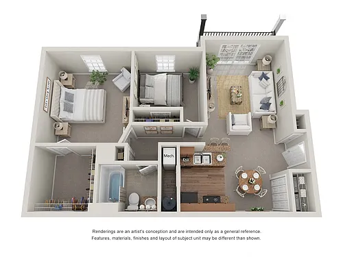 Floor plan Two Bed, One Bath