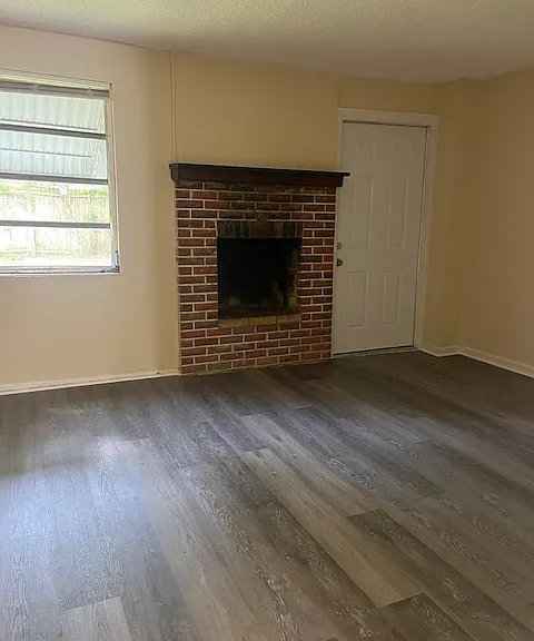 Backroom with fireplace