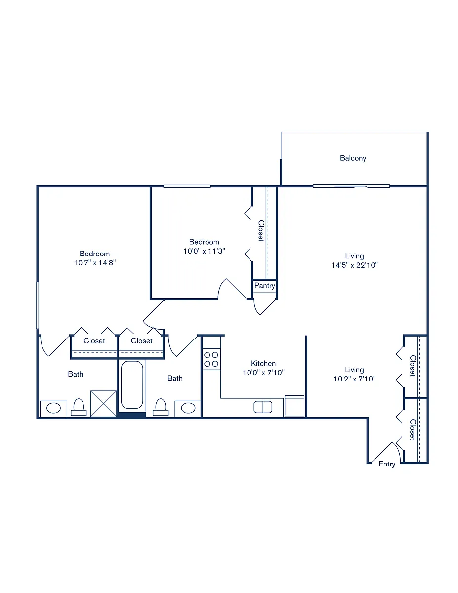 Floor plan Phase II, Floorplan B, 2 Bedroom, 2 Bath