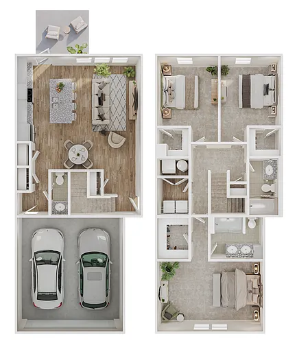 Floor plan 3 Bed/ 2.5 Bath Townhome B